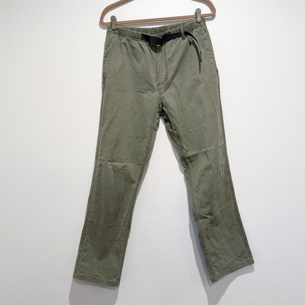 Mens Gramicci Eelasticated-Waist Buckle Trousers - Green - Size Medium
